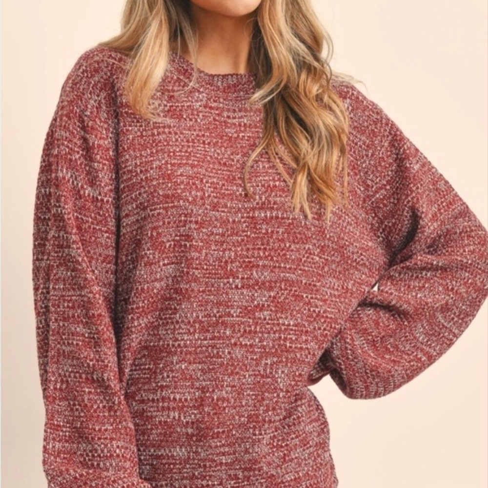 💕🌼  PLUS Balloon sleeve fired Brick Sweater with oversized sleeves
